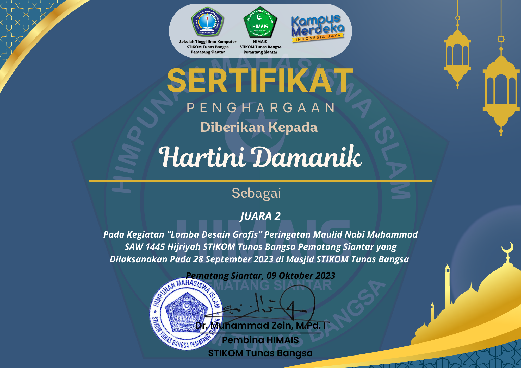 Graphic Design Competition Certificate